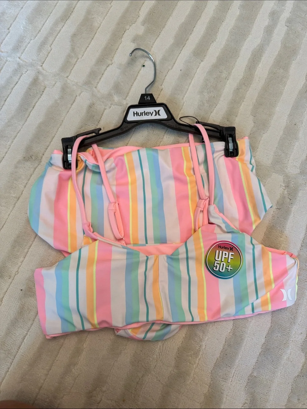 Hurley Pastel Multi-Stripe Bikini Set - Pink, Mint, Yellow, Blue